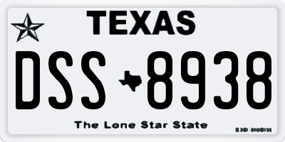 TX license plate DSS8938