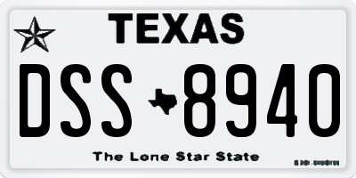 TX license plate DSS8940