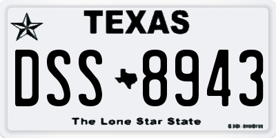 TX license plate DSS8943