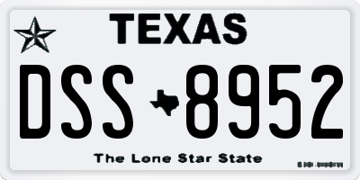 TX license plate DSS8952