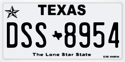 TX license plate DSS8954