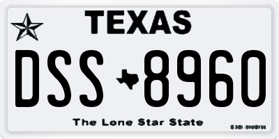 TX license plate DSS8960