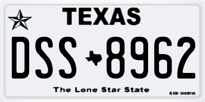 TX license plate DSS8962