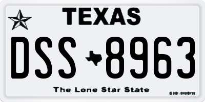 TX license plate DSS8963