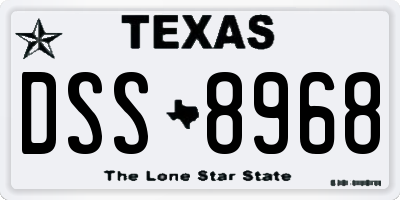 TX license plate DSS8968