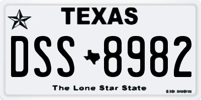 TX license plate DSS8982