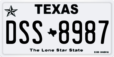TX license plate DSS8987