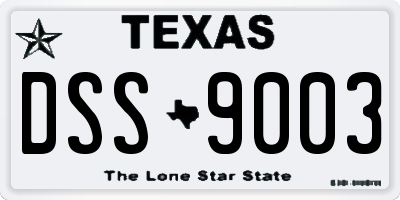 TX license plate DSS9003