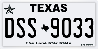 TX license plate DSS9033