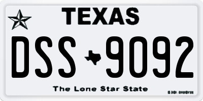 TX license plate DSS9092