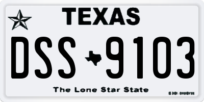 TX license plate DSS9103