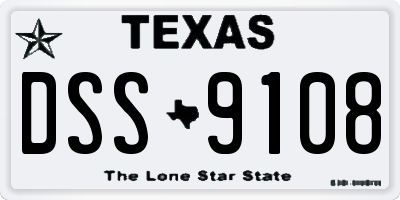 TX license plate DSS9108