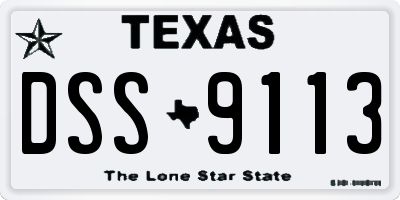 TX license plate DSS9113