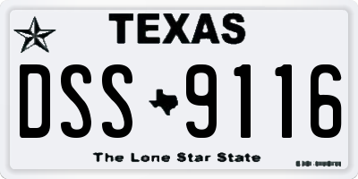 TX license plate DSS9116