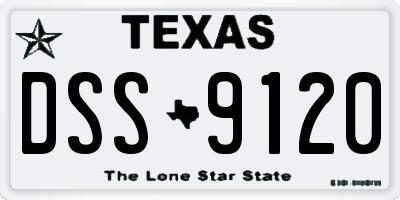 TX license plate DSS9120