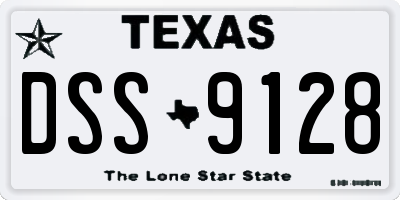 TX license plate DSS9128