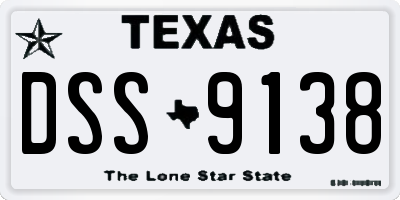 TX license plate DSS9138