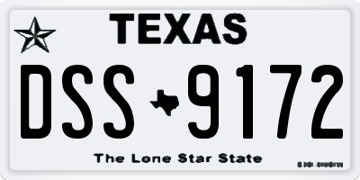 TX license plate DSS9172
