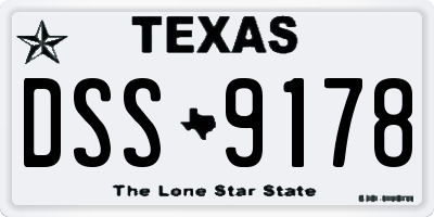 TX license plate DSS9178