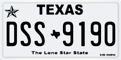 TX license plate DSS9190