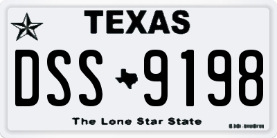 TX license plate DSS9198