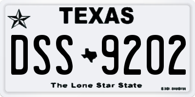 TX license plate DSS9202