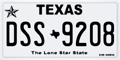TX license plate DSS9208