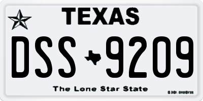 TX license plate DSS9209