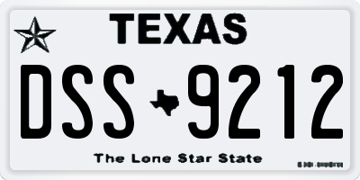 TX license plate DSS9212