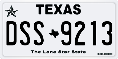 TX license plate DSS9213