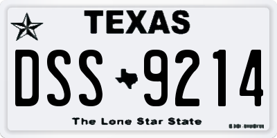 TX license plate DSS9214