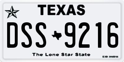 TX license plate DSS9216