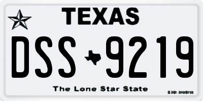 TX license plate DSS9219