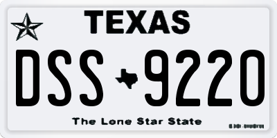 TX license plate DSS9220
