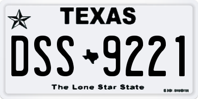 TX license plate DSS9221