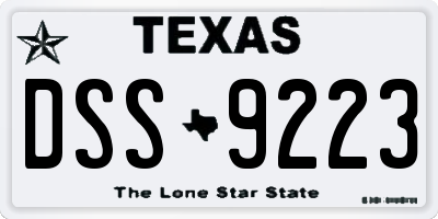 TX license plate DSS9223