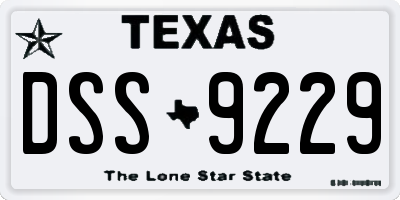 TX license plate DSS9229