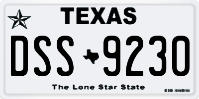 TX license plate DSS9230
