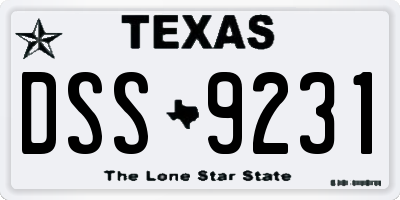 TX license plate DSS9231