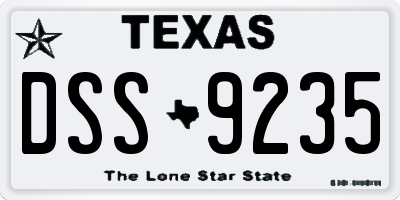 TX license plate DSS9235