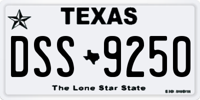 TX license plate DSS9250