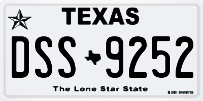 TX license plate DSS9252