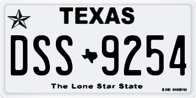 TX license plate DSS9254