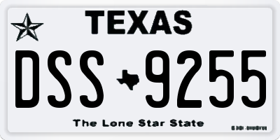 TX license plate DSS9255