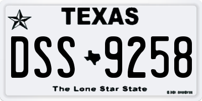 TX license plate DSS9258
