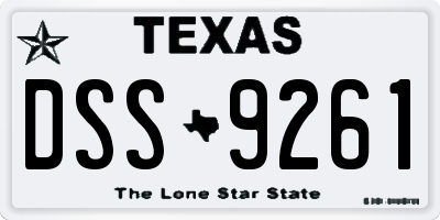 TX license plate DSS9261