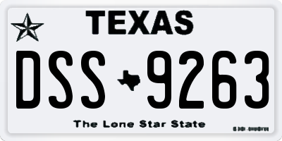 TX license plate DSS9263
