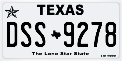 TX license plate DSS9278