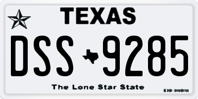TX license plate DSS9285