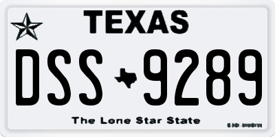TX license plate DSS9289